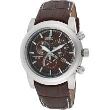 Citizen Watches Men's Chronograph Brown Dial Brown Genuine Leather Bro