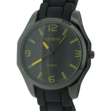 Citron Men's Quartz Watch With Black Dial Analogue Display And Black Plastic Or Pu Strap Cbgt3118/B