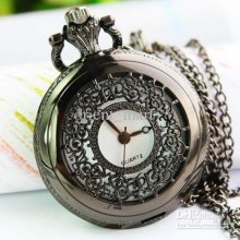 Classic Antique Pierced Pattern Pocket Watch Chain For Women Men Vin