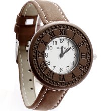 Classic Leather Band Lovers Couple Watch Wristwatch for Women - Brown Dial