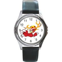 Colored Tattoo Unisex Silver-Tone Round Metal Watch 36