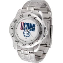 Connecticut Huskies UCONN Mens Sports Steel Watch