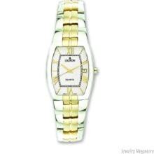 Croton Ladies Stnlss Stl 2-tone Champ Dial Quartz 25x35mm Watch