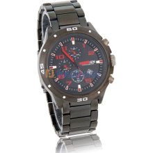 CURREN 8021 Round Dial Tungsten Steel Band Men's Analogue Wrist Watch with Calendar (Red)