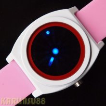 Cute Lovely Pink Led Digital Ceramic Girl Lady Mirror Wrist Watch Waterproof