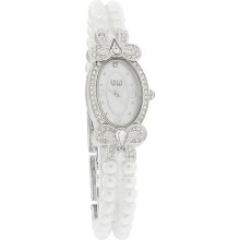 David Tutera Dt01 Womens Bridesmaid Crystal Bow White Pearl Bracelet Wrist Watch