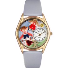 Day Care Teacher Red Leather And Goldtone Watch #C0640007