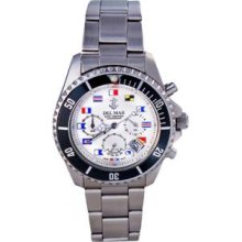 Del Mar 50214 Mens Nautical Flag Dial Miyota Chronograph Movement Watch - White