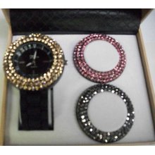 Designer Silicon Interchangeable Bezel Boxed Watch Set