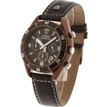 Detomaso Genova Brown Stainless Steel Men's Quartz Watch With Brown Dial Analogue Display And Brown Leather Strap Sl1592c-Br