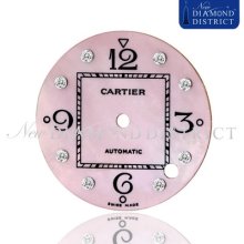 Diamond Pink Mother Of Pearl Dial For Cartier Pasha C 35mm Watch