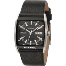 Diesel DZ1294 Black Dial with Day Date Black Leather Strap Men's ...