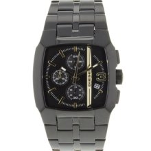 Diesel Watches Men's Classic Chronograph Black Dial Black IP SS Black