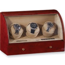 Digital Dark Burlwood Finish Triple Watch Winder