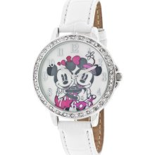 Disney Women's Mickey and Minnie Mouse Rotating-Disc Dial Love Watch,