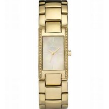 Dkny Ny8224 Gold Tone Rectangular Crystals Mother-of-pearl Dial Women's Watch.