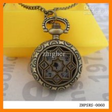 Drop Shipping 12 Pcs/lot Vintage Octagon Pocket Watch Pendant Neckla