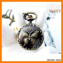 Drop Shipping 12 Pcs/lot Antique Lovely Butterfly Pocket Watch Penda