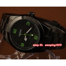 E970,parnis 40mm Pvd Black Dial Sapphire Glass Automatic Mens Watch