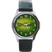 Earth Day Unisex Silver-Tone Round Metal Watch 12