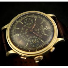 Eberhard 18k Gold Huga Chronograph 40's Chocolate Dial