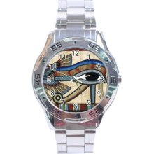 Egypt Eye Of Horus Stainless Steel Analogue Watch Ancient Egyptian