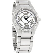 Elini Doves Mens 1ctw Diamond White Dial Stl Steel Swiss Quartz Watch 38mm