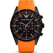 Emporio Armani Orange Rubber Strap Watch, 46mm