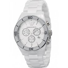 EMPORIO ARMANI White Ceramic Ceramica Chronograph Men's Watch AR1424