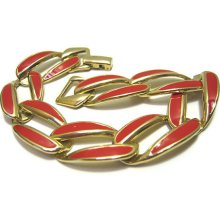 Enameled Vintage Red Link Bracelet