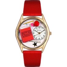 English Teacher Red Leather And Goldtone Watch ...