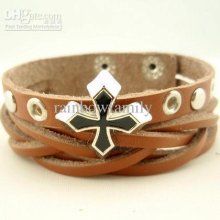 Epoxy Four Leaf Clover Bracelet Genuine Leather 5pcs/lot