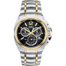 ESQ Men's 7301357 Bracer Chronograph Two-Tone-Stainless-Steel Black Round Dial Watch