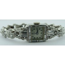 Estate Ladies Vintage 2 Carats Of Diamonds Platinum Watch