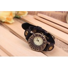 Europe and the United States to restore ancient ways exaggerated digital dial real cowhide antique copper wrist watch