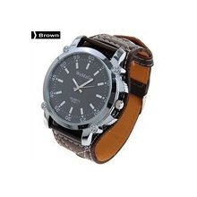 Extra Large Quartz Analog Wrist Watch Wristwatch Extra Wide Pu Leather Brown