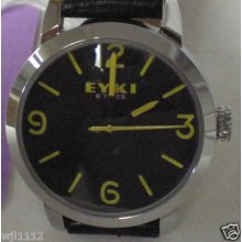 Eyki Quartz Woman's & Boy's Wrist Watch Black Dial Yellow Hands/numbers Mint