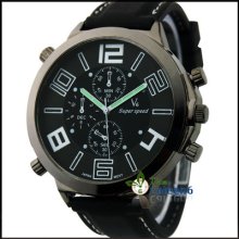 Face Rubber Sport Men's Wristwatch 4color V6 Fashion Black Band Oversized Number