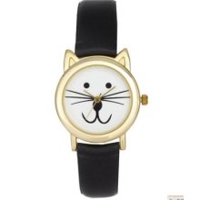 Fashion Asos Cat Ears Women's Leather Watch Classic Cat's Face Quartz Watch