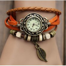 Fashion Classical Leather Strap Roma Number Dial Woman Lady Quartz Watch Whs1