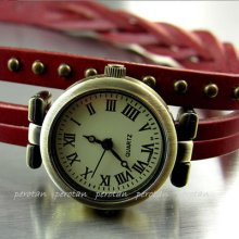 Fashion Clock Roma Number Dial Leather Women Quartz Wrist Watch Whp170