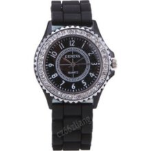 Fashion Crystal Stone Quartz Silicone Ladies/women/girl Jelly Sports Wrist Watch