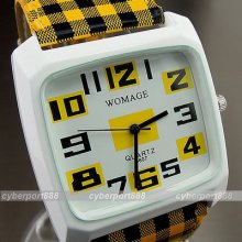 Fashion Cute Quartz Hours Dial Yellow Leather Girl Young Wrist Watch Wg062