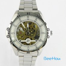 Fashion Mechanical Automatic Dial Stainless Steel Band Wrist Watch