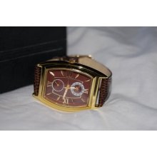 Fashion Men's Chrono Deco Brown Leather Watch