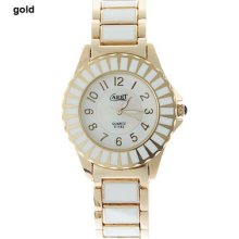 Fashion Quartz Analog Watch With Waterproof White Dial Steel Band For Female