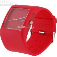 Fashion Square Shaped Watch Dial Wide Watchband Silicone Electronic