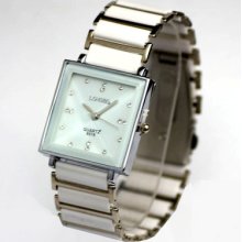 Fashion Stainless Steel Ceramic Square Cutting Style Mens Ladies Watch