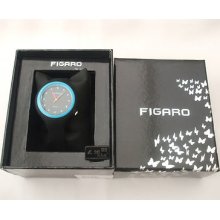 Figaro Ladies Watch Bright Blue Detail On Black