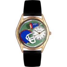 Football Black Leather And Goldtone Watch ...